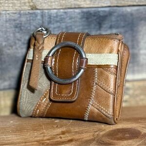 Fossil “What Vintage Are You?” Wallet Women Vintage Brown Patchwork Bifold